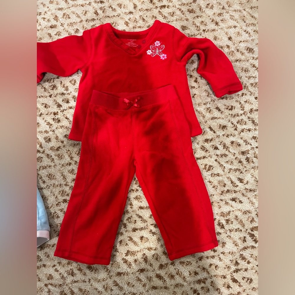 Fleece, red, two piece 18 mos